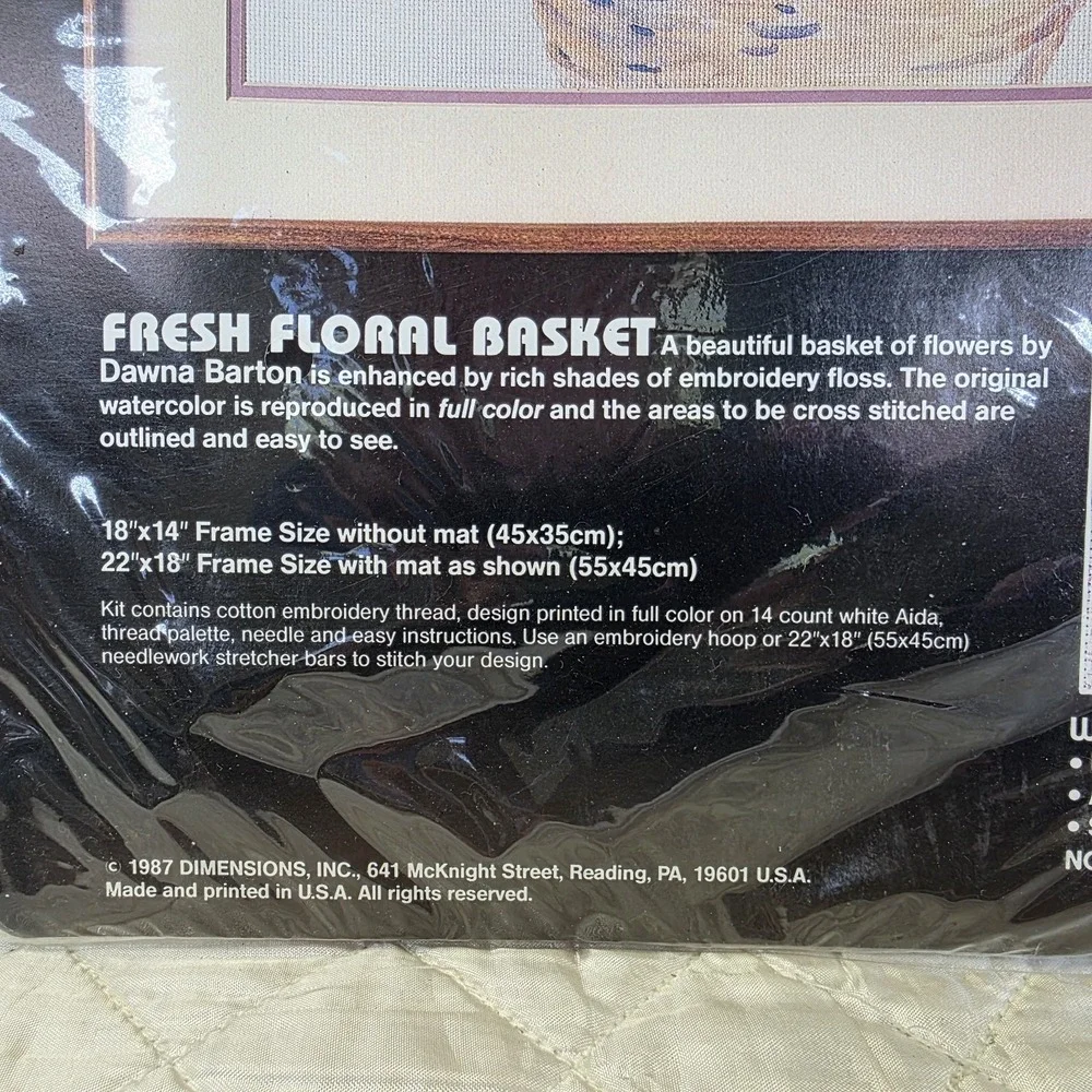 Fresh Floral Basket 1987 Dimensions No Count Cross Stitch Kit 3635